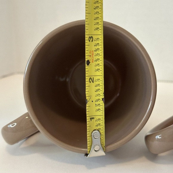 CORELLE Coordinate Stoneware Lt Brown/Mauve coffee Mugs set of 2 CLEAN/VINTAGE - Picture 7 of 9